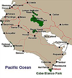Map of the Cabo Blanco National Park area