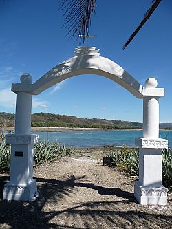 Cabuya Island Cementery entrance View of Nicoya coast from Cabuya Island cementery entrance