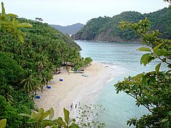 Tortuga Island beach seen from hill top 